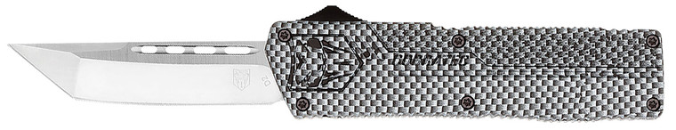 CobraTec Knives CFCTLWTNS Lightweight  3.25 OTF Tanto Plain D2 Steel BladeCarbon Fiber Aluminum Handle Includes Pocket Clip - CFCTLWTNS