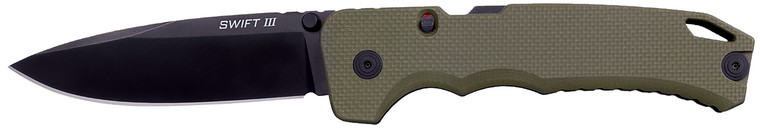 Cold Steel CSFL40AT Swift III EDC 4 Folding Plain Black PVD CPM M4 Steel Blade OD Green Textured G10 Handle Presentation Box - CSFL40AT