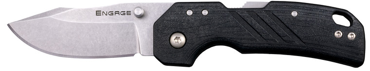 Cold Steel CSFL25DPLC Engage  2.50 Folding Clip Point Plain Stonewashed 4116 SS BladeBlack GFN Handle Includes Belt Clip - CSFL25DPLC