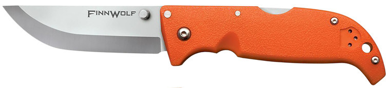 Cold Steel CS20NPJ Finn Wolf 3.50 Folding Straight Back Plain Satin Polished AUS8A SS BladeBlaze Orange GrivEx Handle Includes Pocket Clip - CS20NPJ