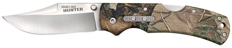 Cold Steel CS23JE Double Safe Hunter 3.50 Folding Clip Point Plain Satin 8Cr13MoV SS Blade Camo GFN Handle Includes Pocket Clip - CS23JE
