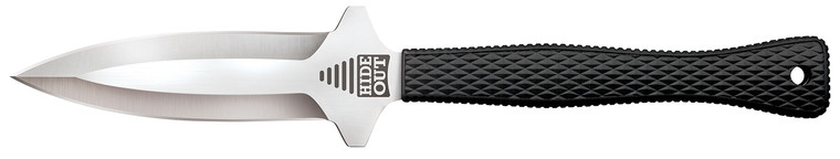 Cold Steel CS49NDE Hide Out  3 Fixed Plain Satin Polished Japanese AUS8A SS Blade Black Contoured  Checkered KrayEx Handle - CS49NDE