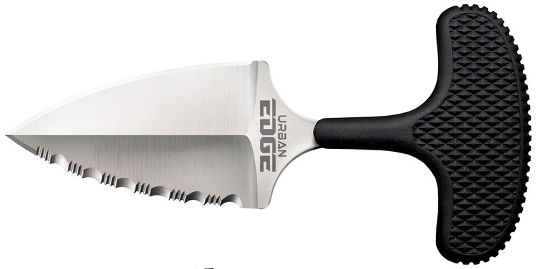 Cold Steel CS43XLS Urban Edge  2.50 Fixed Part Serrated Stone Washed Japanese AUS8A SS BladeBlack Textured KrayEx Handle - CS43XLS