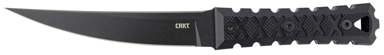 CRKT 2927 HZ6  6.50 Fixed Plain Black Matte BakedOn Anti Rust SK5 Steel BladeBlack wCarved Xs G10 Handle Includes Sheath - 2927