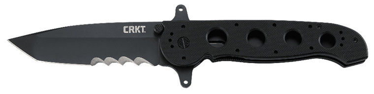 CRKT M1614SFG M16 14SFG 3.99 Folding Tanto Veff Serrated Black Teflon Coated 4116 Stainless Steel Blade Black G10 Handle Includes Pocket Clip - M1614SFG