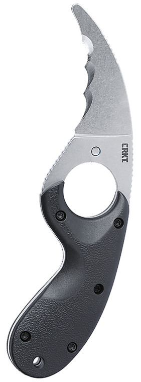 CRKT 2511 Bear Claw  2.39 Fixed Hawkbill Veff Serrated Stonewashed AUS8A SS Blade Black Textured GRN Handle - 2511