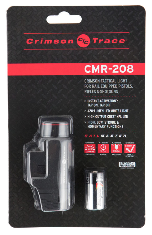 Crimson Trace 0182401 CMR208 Universal Tactical Light Rail Master Black Anodized 110420 Lumens White LED Light - 182401