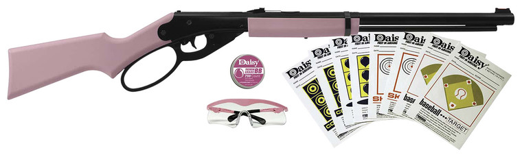 Daisy 994999403 Carbine Fun Kit Spring Piston 177 BB 350 fps Black Rec Pink Synthetic Furniture Includes Glasses350rd AmmoTarget - 994999403