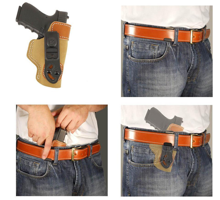 DeSantis Gunhide 106NA02Z0 SofTuck  IWB Tan LeatherSuede Belt Clip Fits SW J Frame Right Hand - 106NA02Z0