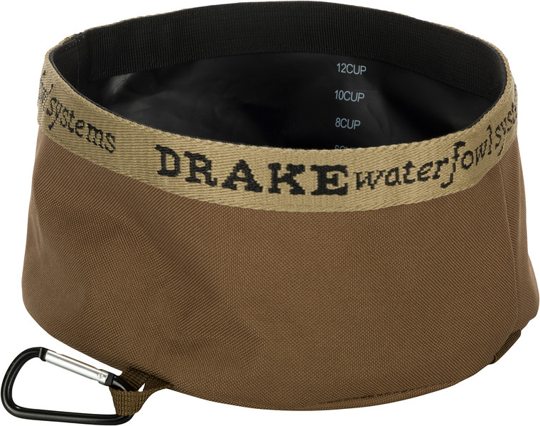 Drake Waterfowl GD8100BRN Travel Food  Water Bowl Gun Dog Brown 600D Polyester - GD8100BRN