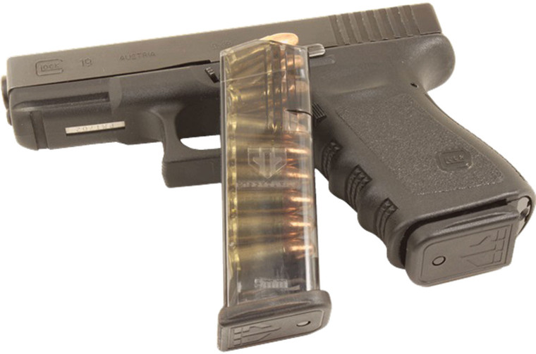 ETS Group GLK19 Pistol Mags  15rd 9mm Luger Compatible w Glock 2619 Gen15 Clear Polymer - GLK19