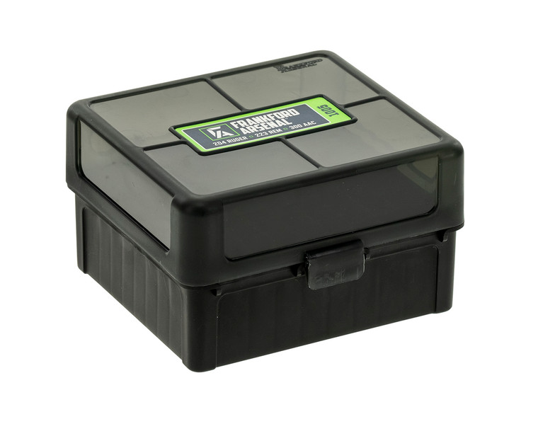 Frankford Arsenal 1083799 HingeTop Ammo Box 300 Win Mag 204 Cal 223 Cal Black High Density Polymer 100rd - 1083799
