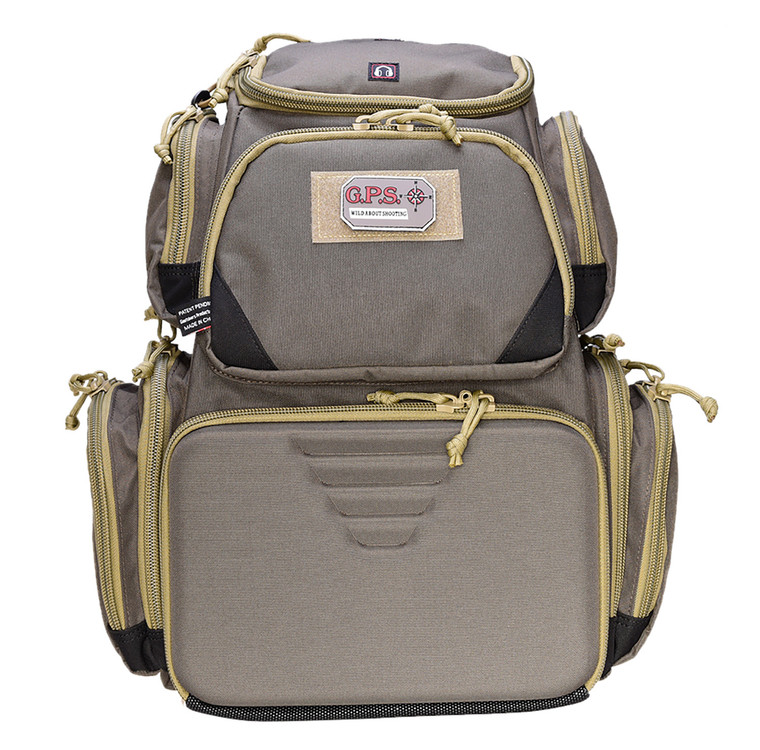 GPS Bags 1611SC Sporting Clays Backpack Olive wVisual ID Storage System Lockable Zippers Storage Pockets PullOut Rain Cover - 1611SC