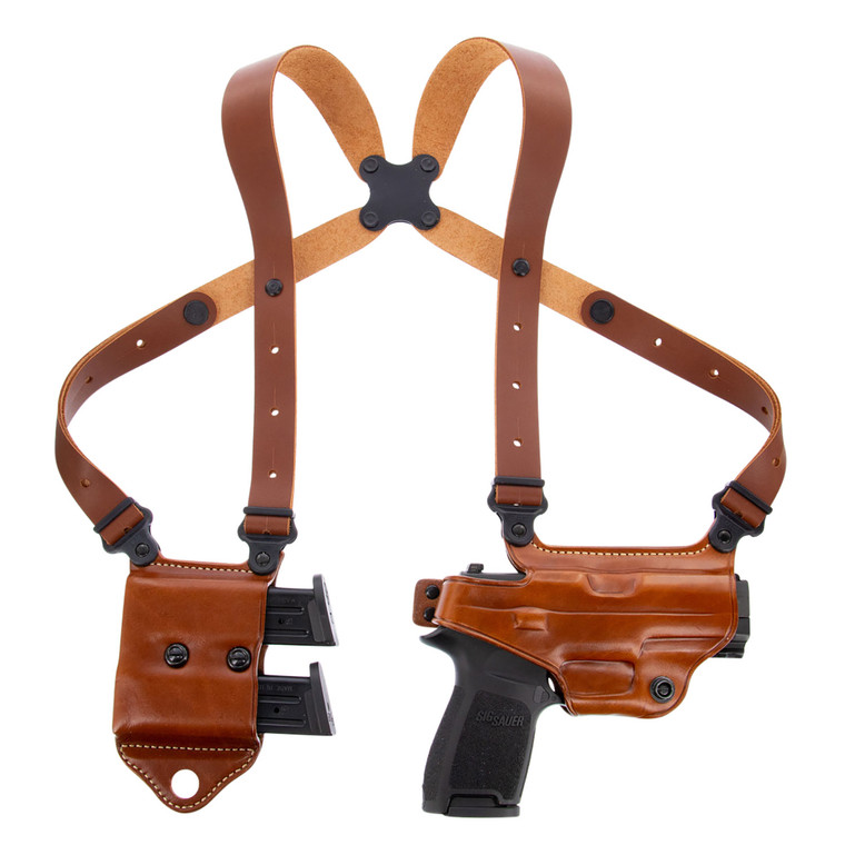 Galco MCII250 Miami Classic II Shoulder System Size Fits Chest Up To 56 Tan Leather Harness Fits Sig P229 Fits Sig P226 Fits Sig P228 Right Hand - MCII250