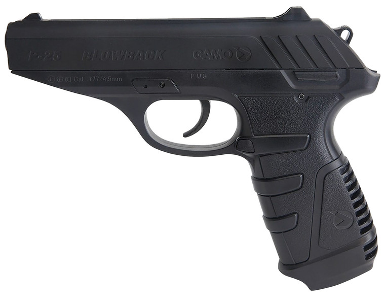 Gamo 611138054 P25 Blowback Air Pistol CO2 177 161 Black Textured Polymer Grips - 611138054