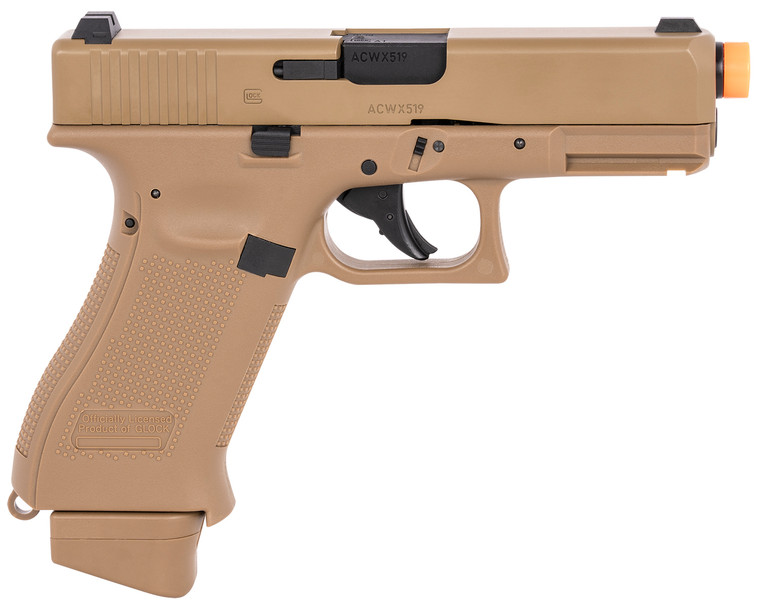 Umarex Glock Air Guns 2276338 G19X Gen5 Air Soft CO2 6mm 141 Steel Slide Coyote Tan Polymer Frame Coyote Polymer Grips - 2276338