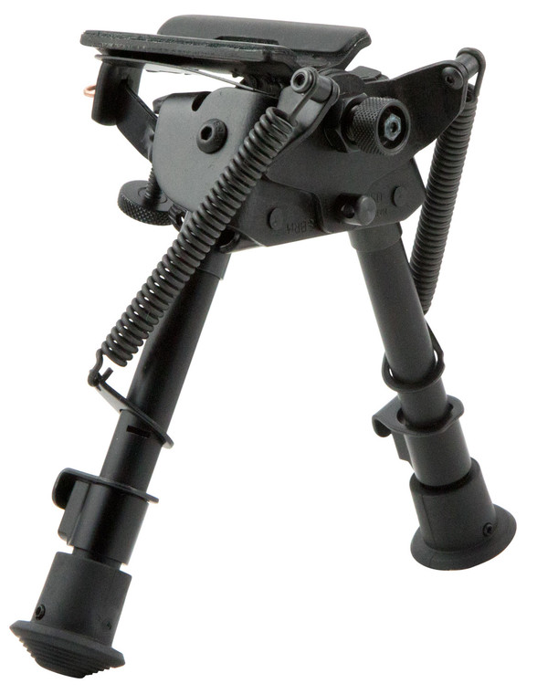 Harris Bipods BRMS Swivel BR Swivel Stud 69 Black SteelAluminum Notched Legs Rubber Feet - BRMS