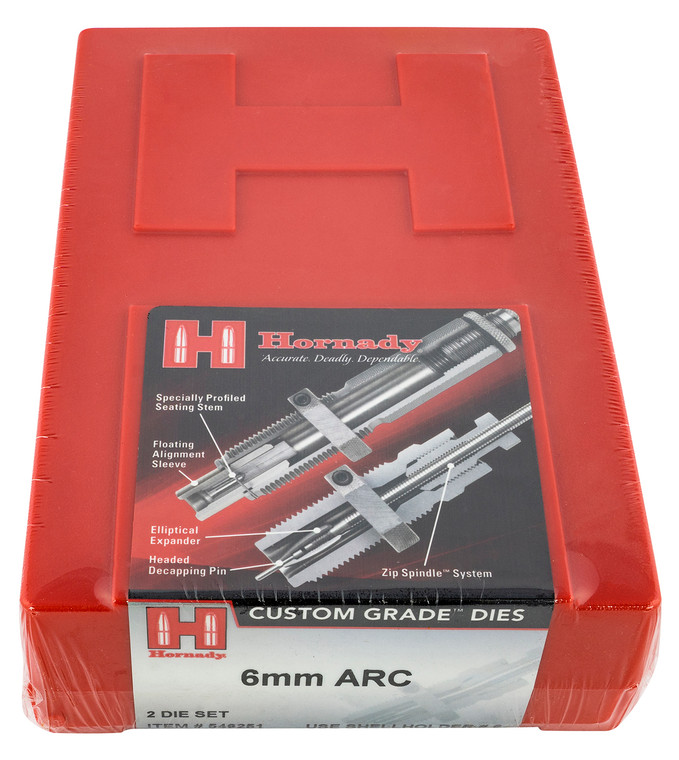 Hornady 546251 Custom Grade Series III 2 Die Set for 6mm ARC Includes Sizing Seater - 546251