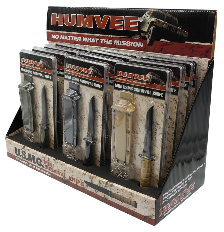 Humvee Adventure Gear HMVDBUSMC Humvee Combat Knife Display 3.5 USMC Combat Knife Display - HMVDBUSMC