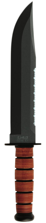 KaBar 2217 Big Brother  9.38 Fixed Clip Point Part Serrated Black 1095 CroVan Blade Brown Leather Handle Includes Sheath - 2217