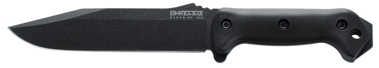 KaBar BK7 Becker Combat Utility 7 Fixed Clip Point Plain Black 1095 CroVan Blade Black Ultramid Handle Includes Sheath - BK7