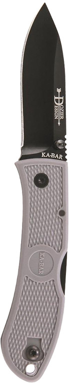 KaBar 4062GY Dozier Hunter 3 Folding Drop Point Plain Black AUS8A SS Blade Gray Zytel Handle Includes Pocket Clip - 4062GY