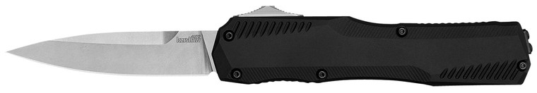 Kershaw 9000 Livewire  3.30 OTF Spear Point Plain Stonewashed CPM 20V SS Blade Textured Black Anodized Aluminum Handle Includes Pocket Clip - 9000