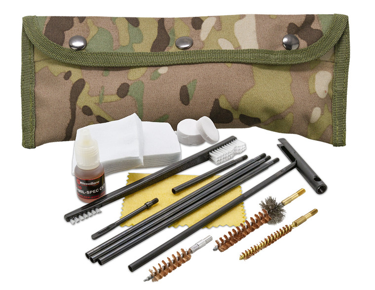 KleenBore POU303MC Modular Cleaning Kit MultiCaliber HandgunRifle BronzeNylon Bristles Nylon MultiCam Case - POU303MC