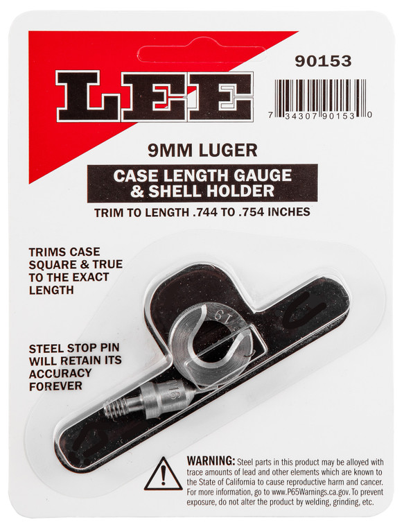 Lee Precision 90153 Case Length Gauge  9mm Luger Steel Works With CutterLock Stud Includes Shell Holder - 90153