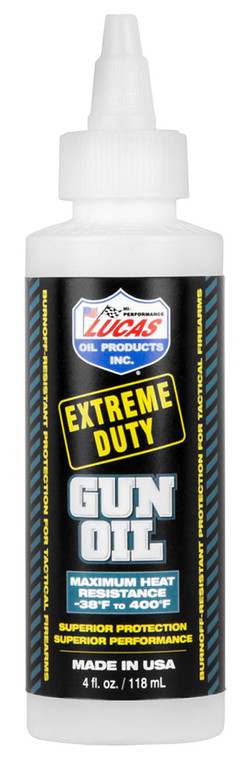 Lucas Oil 10877 Extreme Duty Gun Oil Against Heat Friction Wear 4 oz Squeeze Bottle - 10877