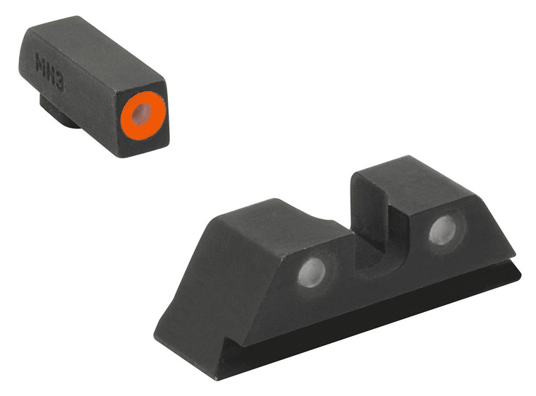 Meprolight USA 402243137 HyperBright  Green Tritium Orange Outline Front SightGreen Tritium Black Outline Rear Sight Glock 1717L1922 - 402243137