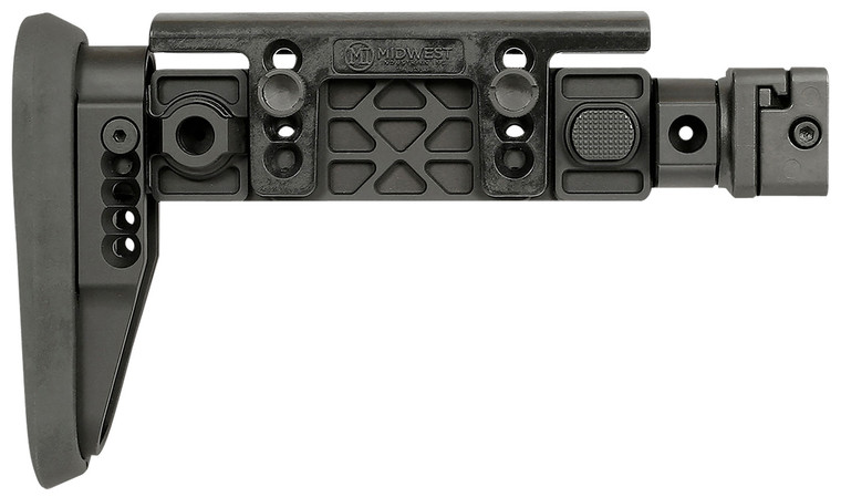 Midwest Industries MIAKALPHAFS Alpha Folding Stock Black Synthetic Side Folding Stock with Adjustable Cheekrest Compatible w 1913 Picatinny Rail Adapter for AKPlatform - MIAKALPHAFS