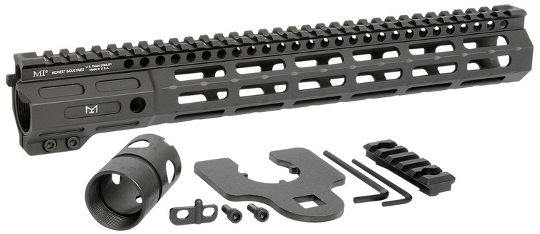 Midwest Industries MINF135 Night Fighter  13.50 MLOK Black Hardcoat Anodized Aluminum Includes Barrel Wrench Nut  5 Slot Rail - MINF135