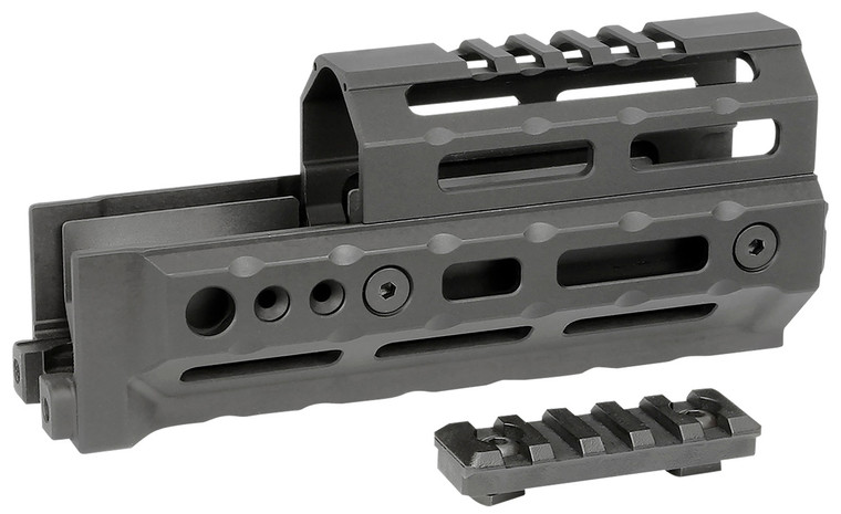 Midwest Industries MIAKALPHA6 Alpha  Dropin Aluminum Black Hardcoat Anodized 5 Slot Picatinny Rail AKPlatform 6 Long Compatible wMLOK - MIAKALPHA6
