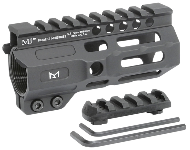 Midwest Industries MICRM45 Combat  Black Hardcoat Anodized 6061T6 Aluminum 4.50 PicatinnyMLOK - MICRM45