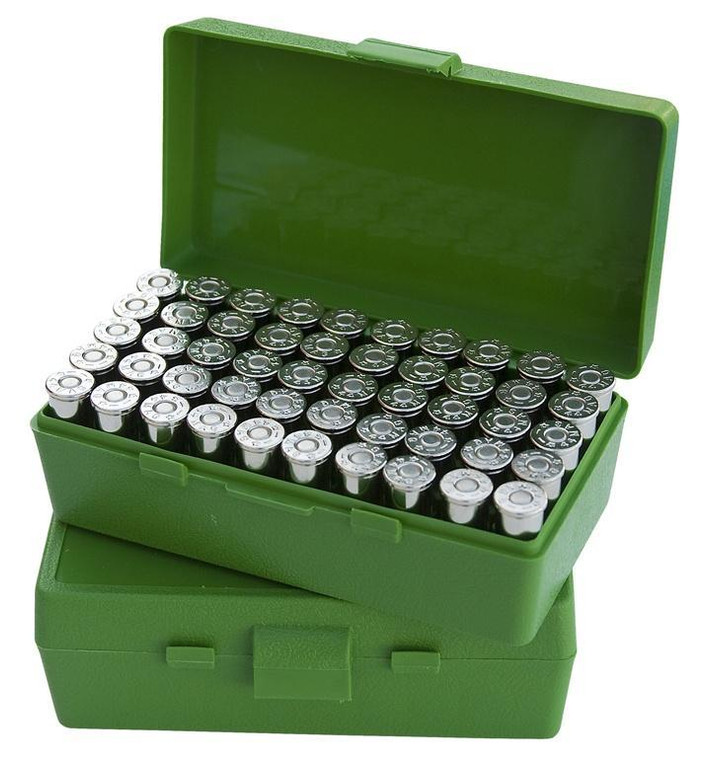 MTM CaseGard P503810 CaseGard P50 MultiCaliber Handgun Green Polypropylene 50rd - P503810