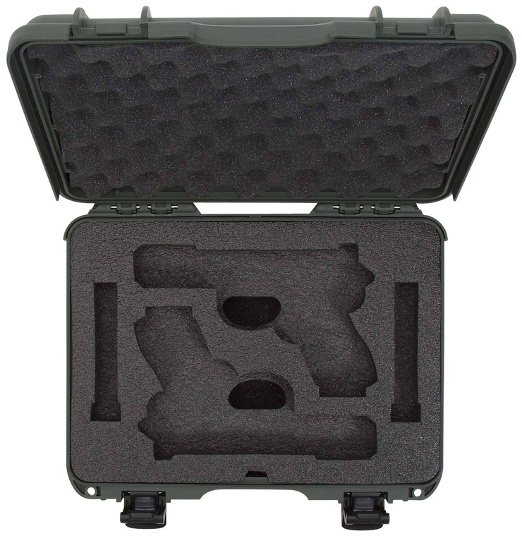 Nanuk 910GLOCK6 910 Glock Compatible 2 Up Pistol Case Olive Polymer w Latches ClosedCell Foam Padding  Airline Approved 13.20 L x 9.20 W x 4.10 H Interior Dimensions - 910GLOCK6