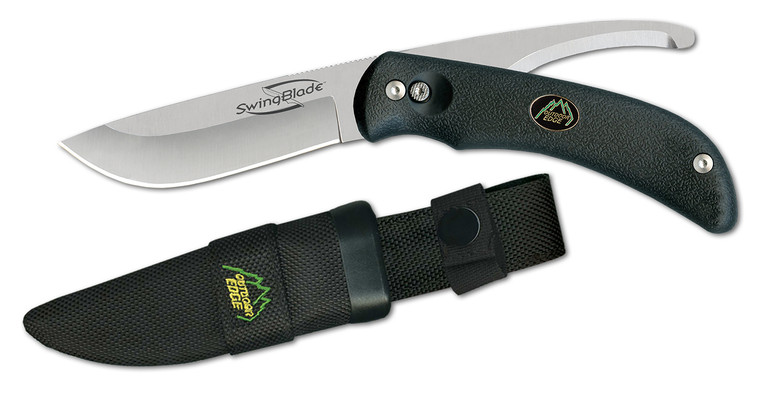 Outdoor Edge SB10N SwingBlade  3.603.20 Folding SkinningGutting Plain Aichi AUS8 SS Blade TPR Black Handle - SB10N