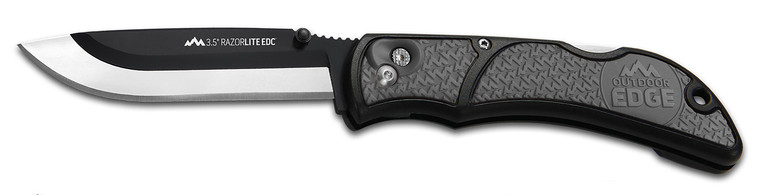 Outdoor Edge RLY50C RazorLite  3.50 Folding Drop Point Tanto Plain 420J2 SS Blade BlackGray Polymer Handle - RLY50C