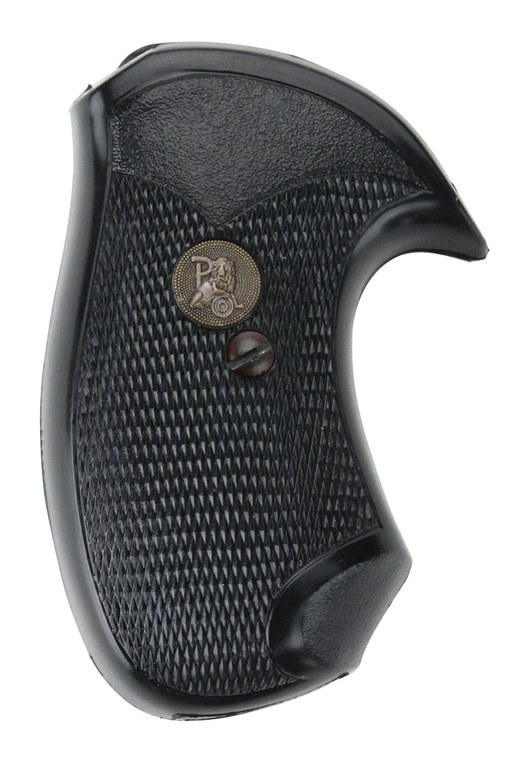 Pachmayr 03147 Compact Grip Checkered Black Rubber with Finger Grooves for Small Rossi Revolvers - 3147