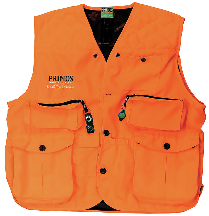 Primos 65702 Gunhunters Hunting Vest Large Blaze Orange Features Compass  LED Light - 65702