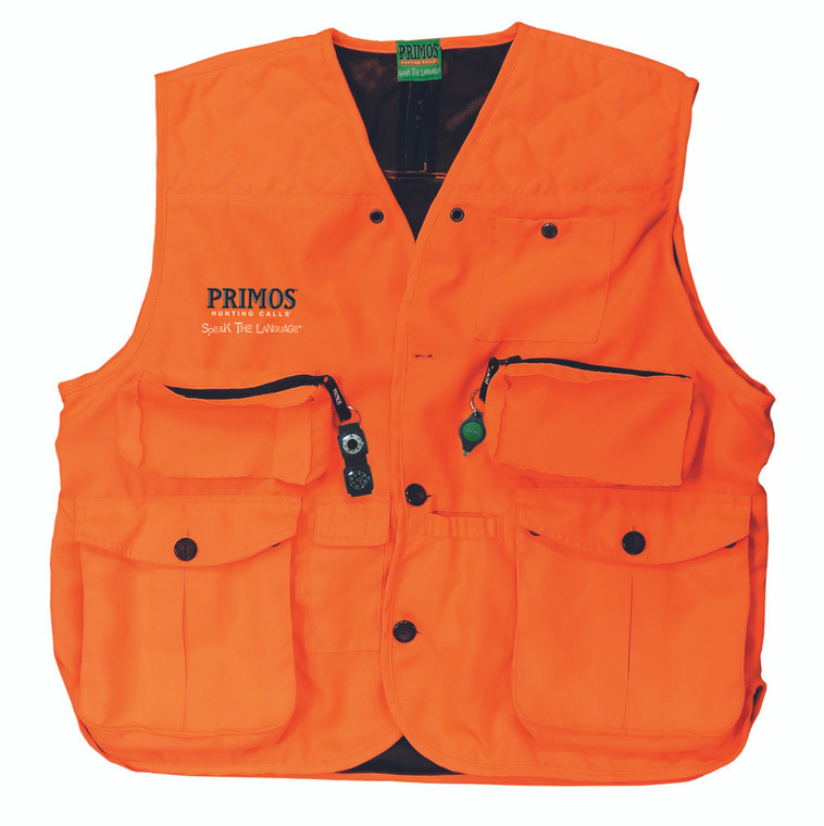 Primos 65703 Gunhunters Hunting Vest XL Blaze Orange Features Compass  LED Light - 65703
