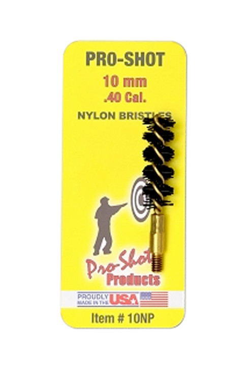 ProShot 10NP Bore Brush  .40 10mm Cal Pistol 832 Thread Nylon Bristles Brass Core - 10NP