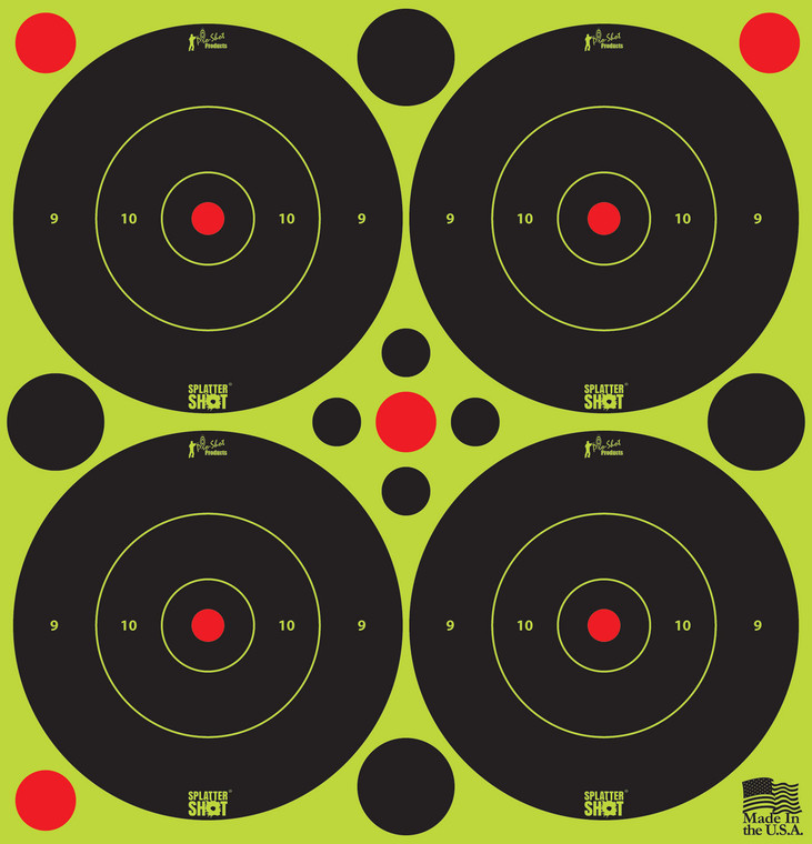 ProShot 3BGREEN48 SplatterShot  SelfAdhesive Paper BlackGreen 3 Bullseye 12Pack48Targets - 3BGREEN48