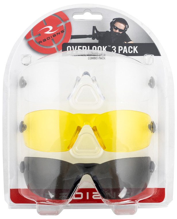 Radians OV3114CS Overlook Glasses Adult ClearSmoke GrayAmberBlackSilver Frames 3 Pack - OV3114CS