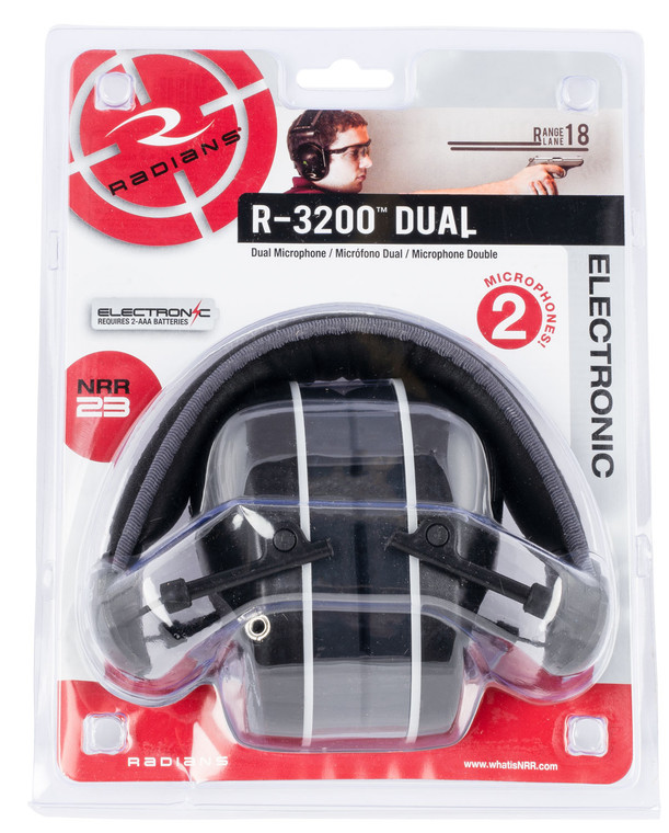 Radians R3200ECS R3200 Dual Mic Electronic Muff 23 dB Over the Head BlackGray Adult 1 Pair - R3200ECS Radians R3200ECS R3200 Dual Mic Electronic Muff 23 dB Over the Head BlackGray Adult 1 Pair - R3200ECS