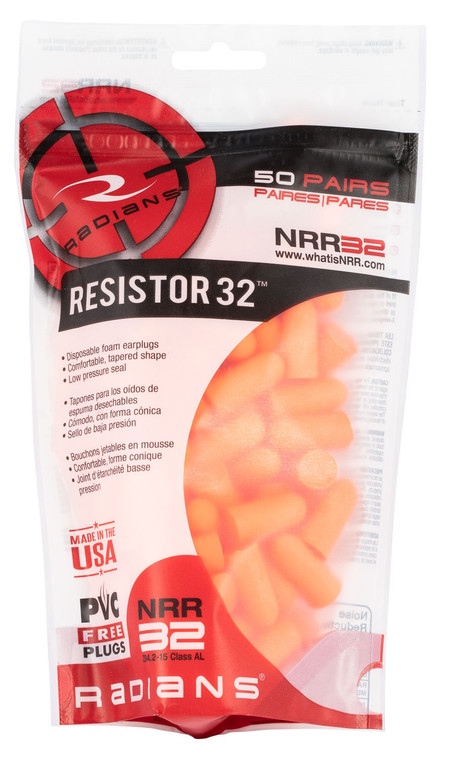 Radians FR70BG50 Resistor Earplugs Foam 32 dB In The Ear Orange Adult 50 Pair - FR70BG50 Radians FR70BG50 Resistor Earplugs Foam 32 dB In The Ear Orange Adult 50 Pair - FR70BG50