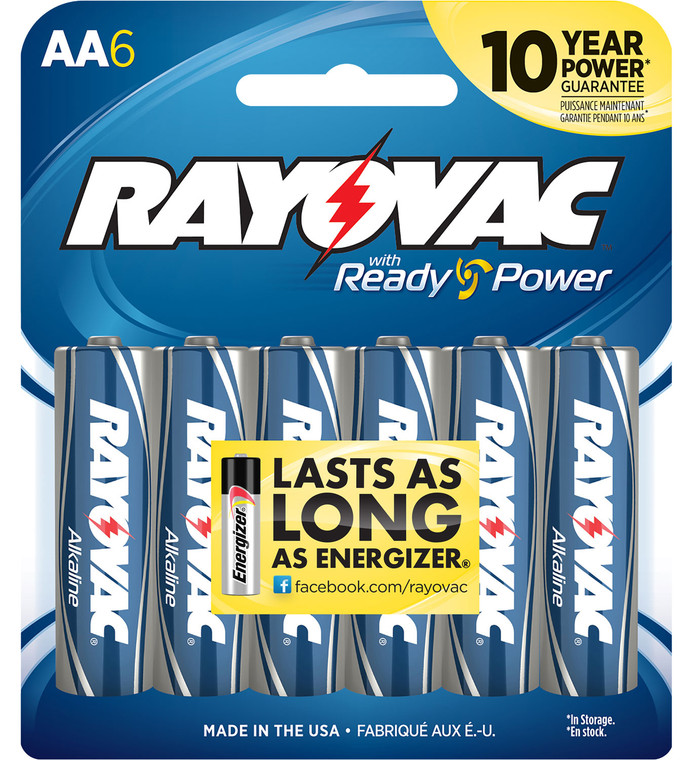 Rayovac 8156F AA HIGH ENERGY Alkaline Batteries  SilverBlue 1.5 Volts 2700 mAh 6 Single Pack - 8156F