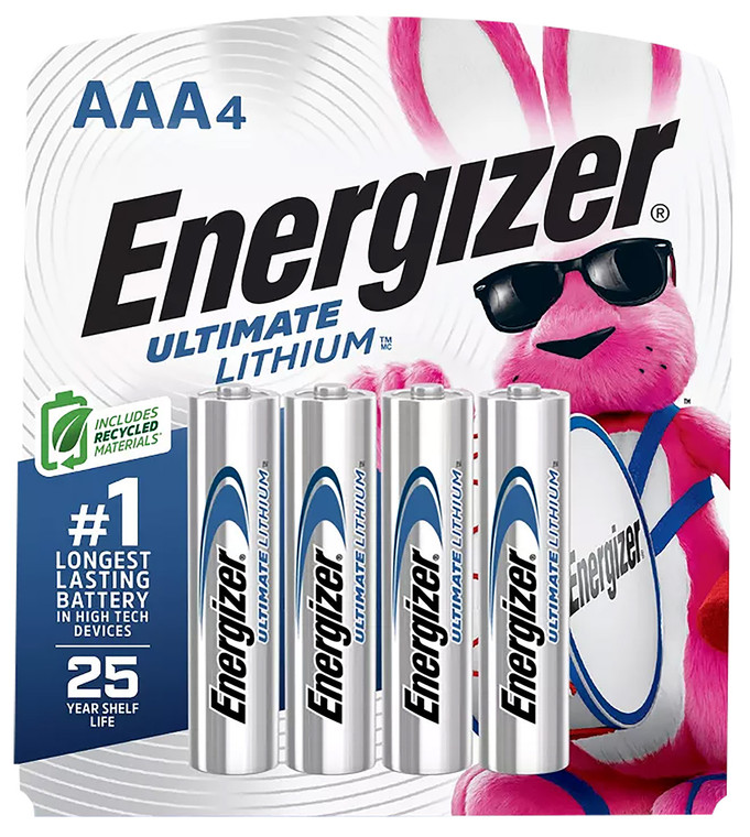 Energizer L92SBP4H3 AAA Ultimate Lithium Silver 1.5V Lithium Qty 4 Single Pack - L92SBP4H3