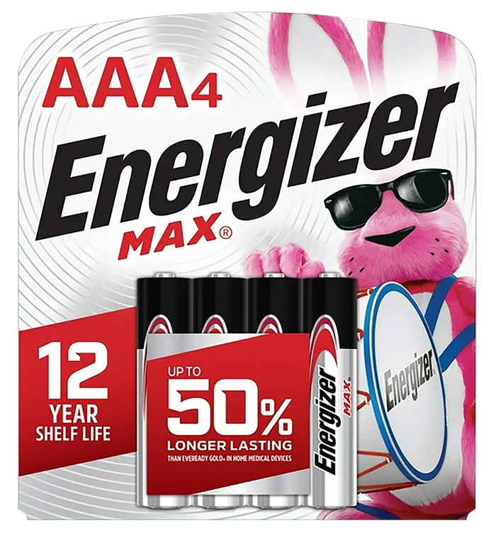 Energizer E92BP4 AAA Max BlackSilver 1.5V Alkaline Qty 4 Single Pack - E92BP4